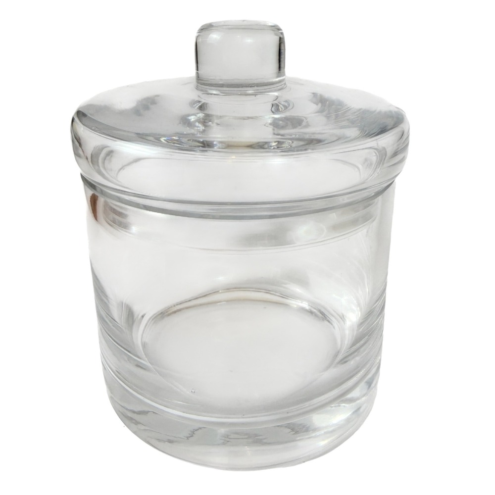 Clear Glass Apothecary Jar Small Round Canister with Lid Bathroom Storage Decor
